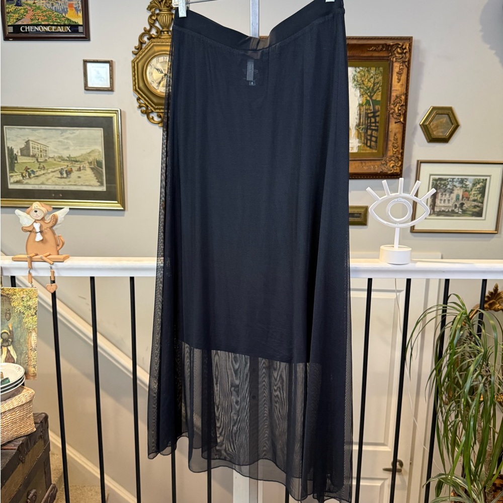 Sympli Black Reversible Moxie Maxi Skirt Mesh Overlay Size 10 - Picture 11 of 17